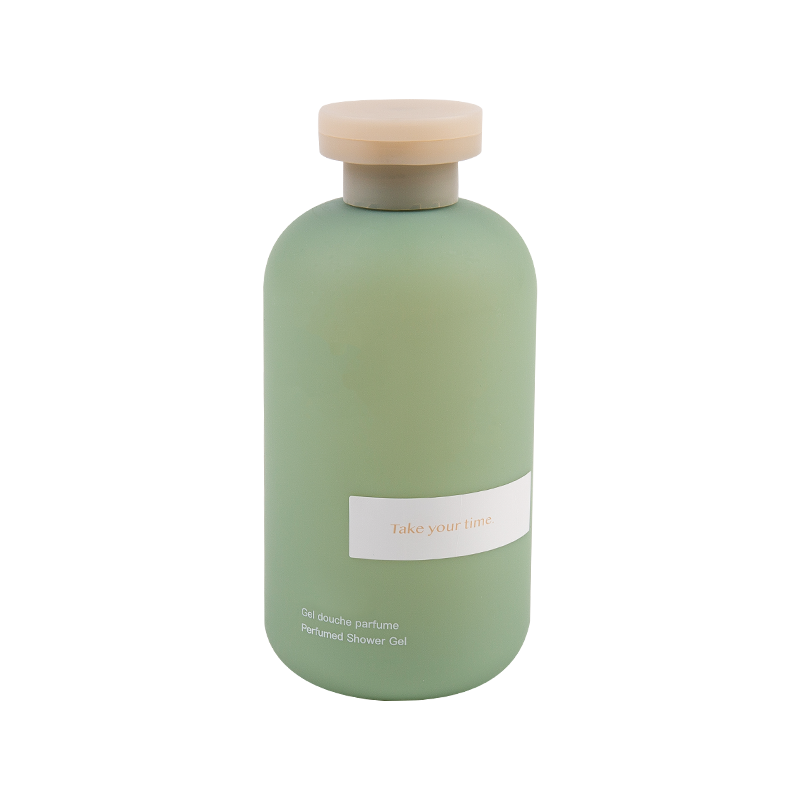 Lichtgroene matte push-on douchegel plastic fles